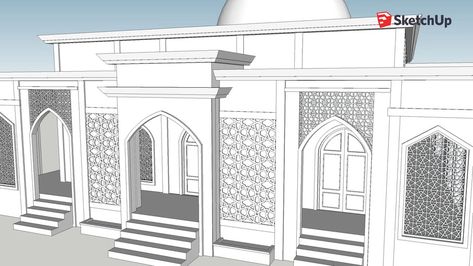 Islamic | 3D Warehouse Modern Islamic Architecture, Islamic Architecture House, Interior Masjid, 3dwarehouse Sketchup, Mosque Design Islamic Architecture, Classical Facade, Church Design Architecture, Church Building Design, Classic Facade