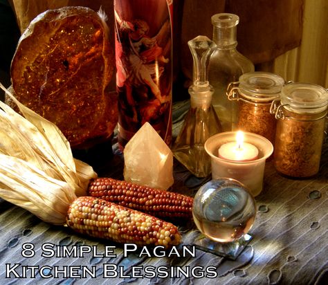 8 Simple Pagan Kitchen Blessings November 21, 2014 by Lilith Dorsey   Read more: http://www.patheos.com/blogs/voodoouniverse/2014/11/8-simple-pagan-kitchen-blessings/#ixzz3KENDtqd6 Wiccan House Blessing, How To Be A Kitchen Witch, Kitchen Witch Blessing, Pagan Home Blessing, Pagan Kitchen, Kitchen Witch Book Of Shadows, Keep It Private, Kitchen Witches, Witchy Kitchen