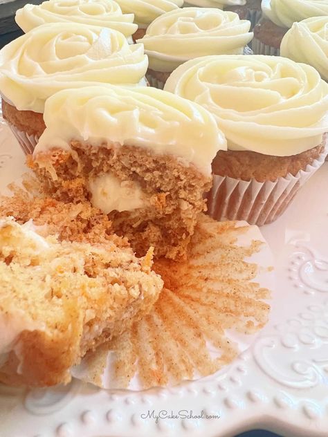 Moist Carrot Cake Cupcakes, Sour Cream Spice Cake, Cake Mix Doctor, Cake Mix Cupcakes, Moist Carrot Cake, Moist Carrot Cakes, Carrot Cake Cupcakes, Carrot Cupcakes, Filled Cupcakes