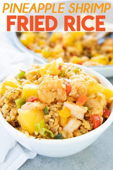 Pineapple Shrimp Fried Rice, Fried Rice With Shrimp, Birthday Dinner Recipes, Rice With Shrimp, Pineapple Shrimp, Pineapple Fried Rice, Shrimp Fried Rice, Rice Dishes, Bell Peppers