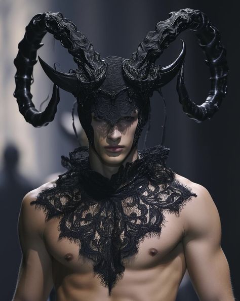 Devil Makeup Men, Snake Inspired Fashion, Mask With Horns, Faun Costume, Goat Mask, Demon Costume, Demon Horns, Devil Makeup, Headpiece Diy