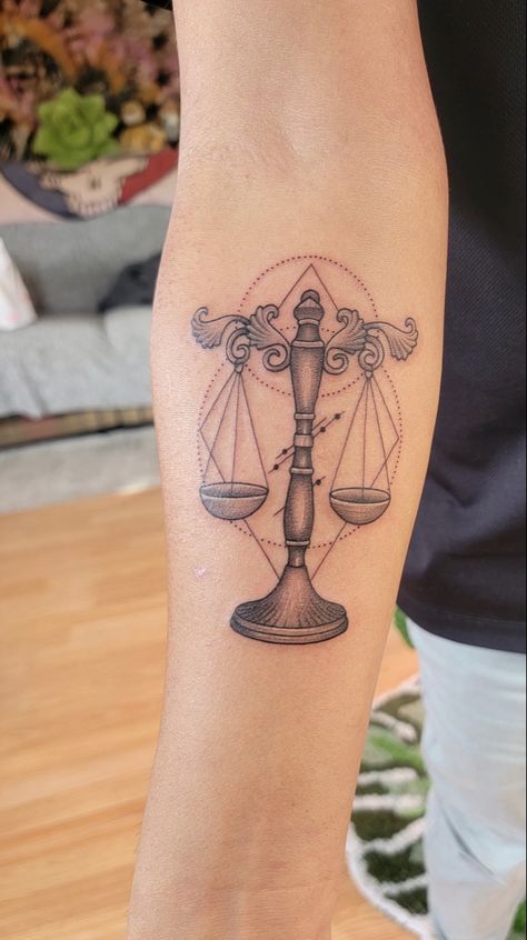 tattoo libra scales geometric Libra Scales Tattoo, Libra Scale Tattoo, Scales Tattoo, Libra Scales, Libra Tattoo, Scale Tattoo, Geometric Tattoo Design, Tattoo Design, Scales