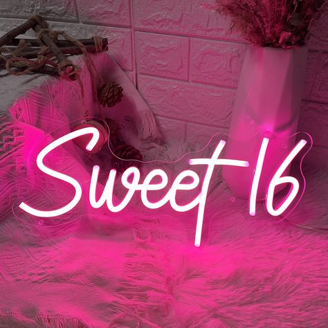 Sweet 16 Neon Sign Pink LED Neon Sign for 16th Happy Birthday Party Decor Girl Bedroom Wall Decor Preppy Room Decor Aesthetic USB Operated Birthday Gifts for Teenager Gifts For Teenager, Girl Bedroom Wall Decor, Wall Decor Preppy, Birthday Icon, Happy 16th Birthday, Sweet 16 Gifts, Birthday Wallpaper, Girl Birthday Decorations, Preppy Room Decor