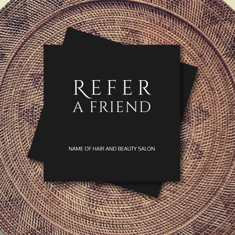 Simple Elegant Black and White Referral Card - refer a friend business cards Referral Cards, Refer A Friend, Hair And Beauty Salon, Simple Elegant, Business Cards, Black And White, Stars, White, Black