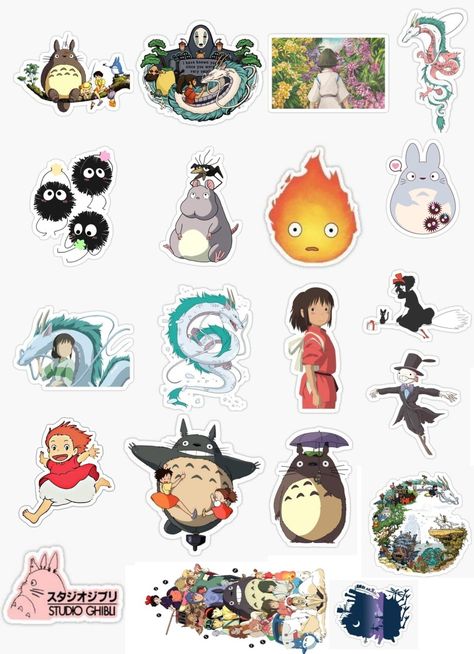 Ghibli Stickers Printable, Studio Ghibli Stickers Printable, Ipad Cover Stickers, Anime Stickers Printable, Totoro Stickers, Studio Ghibli Stickers, Ghibli Stickers, Disney Canvas Art, Studio Ghibli Characters