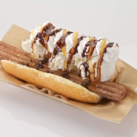 Coming soon to a baseball stadium (maybe) near you? Unique Desserts, Baseball Stadium, Ice Cream Toppings, Fair Food Recipes, Dog Recipes, How Sweet Eats, What To Cook, Fish Recipes, Hot Dog Buns