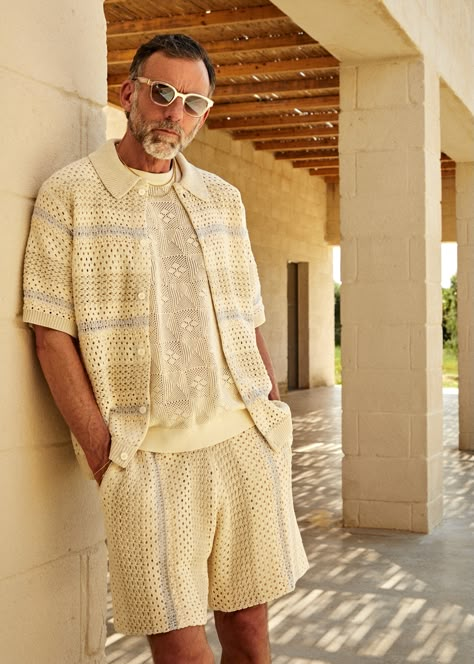 Mens Summer Knitwear, Mens Knit Shirt, Summer Knitwear Men, Knit Outfit Men, Knit Shirt Men, 2023 Lookbook, Men Knitwear, Summer Knitwear, Pre Fall 2023