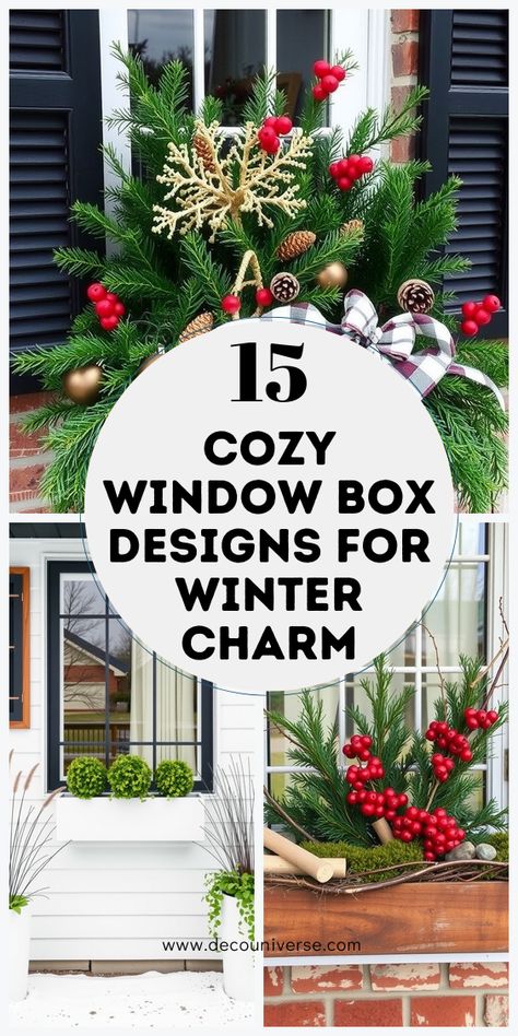 Let your windows shine this winter! Try these 15 ideas for decorating winter window boxes that bring style and warmth. Winter Window Box Ideas, Window Boxes Ideas, Winter Window Boxes, Window Box Ideas, Window Box Plants, Ornamental Cabbage, Boxes Ideas, Winter Window, Flower Window