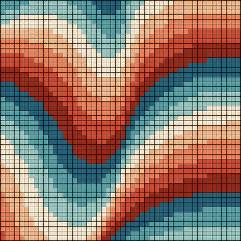 Unicorn Pixel Art Grid, 70s Cross Stitch Pattern, Groovy Alpha Pattern, Wavy Alpha Pattern, Crochet Blanket Grid Pattern, Large Pixel Art Grid, Grid Pattern Crochet Pixel Art, Square Alpha Patterns, Alpha Grid Pattern