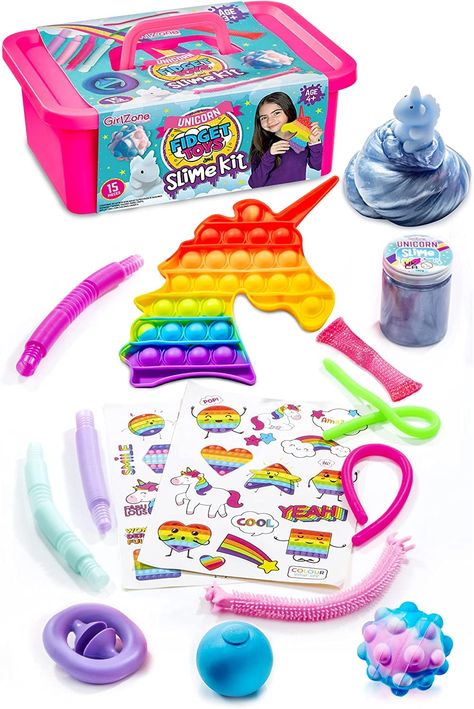 Toys For Girls Kids, Spring Noodles, Zoe Land, Kids Slime, Unicorn Surprise, Unicorn Slime, Slime Kits, Pop It Toy, Cool Fidget Toys