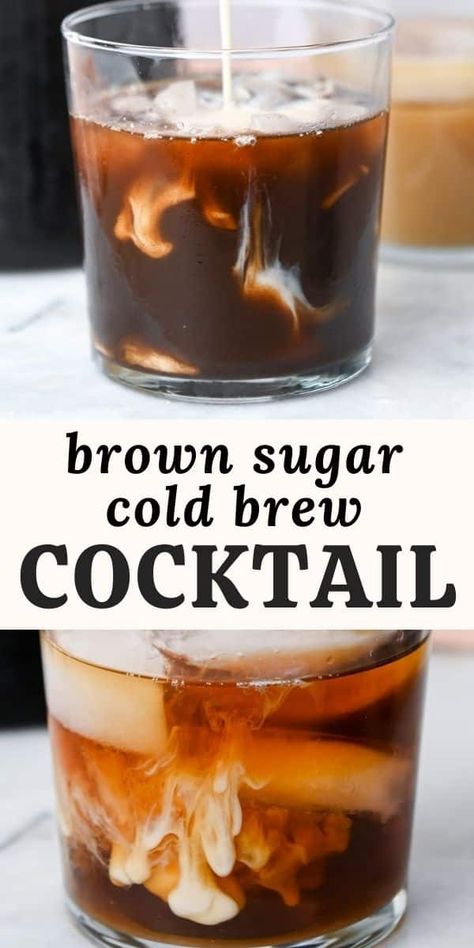 Inspired by Starbucks brown sugar oat milk shaken espresso, this cold brew cocktail features a homemade brown sugar simple syrup and bourbon. It's refreshing, warming, and super easy to make! Cold Brew Cocktail, Oat Milk Shaken Espresso, Strawberry Peach Smoothie, Strawberry Tequila, Brown Sugar Simple Syrup, Homemade Brown Sugar, Strawberry Simple Syrup, Shaken Espresso, Sweet Cocktails