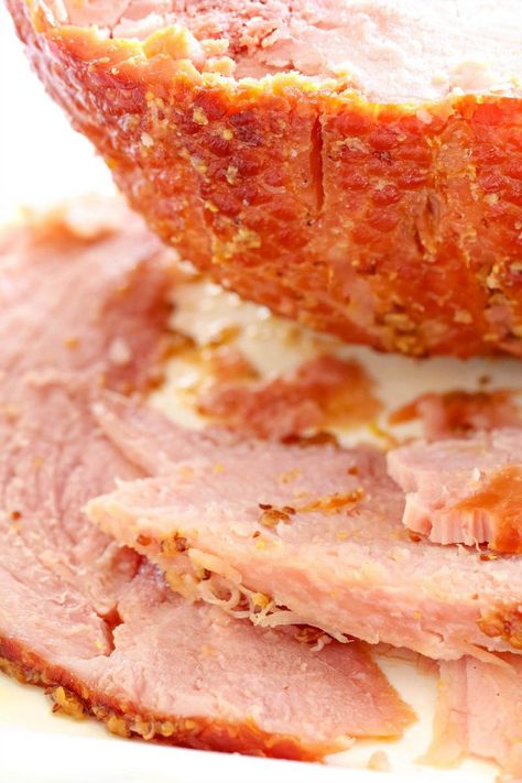 For a show-stopping Easter Meal, try this Slow Cooker Dijon Maple & Brown Sugar Glazed Ham! Easy Ham Glaze, Honey Ham Glaze Recipe, Maple Glazed Ham, Pumpkin Sausage, Ham Glaze Brown Sugar, Whole Ham, Easter Meal, Slow Cooker Turkey Breast, Ham Glaze Recipe