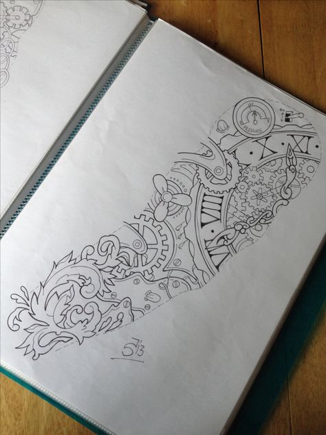 Steampunk sleeve Steampunk Tattoo Sleeve, Steampunk Sleeve, Steampunk Tattoo Design, Watch Tattoo Design, Mangas Tattoo, Steampunk Tattoo, Full Tattoo, Tatoo Inspiration, Arte Doodle