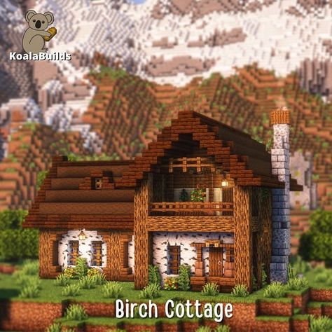 Cute Minecraft Birch Houses, Jungle Oak House Minecraft, Minecraft Interior Design Small House, Minecraft House Spruce Wood, Aesthetic Oak House Minecraft, Minecraft Houses Oak And Birch, Minecraft Builds For A Town, Simple Birch House Minecraft, Minecraft Houses Wood Easy