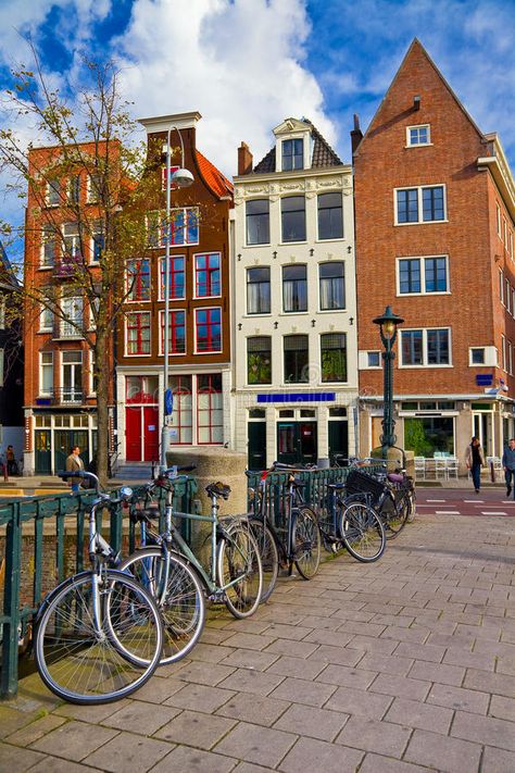 Amsterdam streets. Beautiful colorful Amsterdam with traditioinal bikes , #Ad, #Beautiful, #streets, #Amsterdam, #bikes, #traditioinal #ad Templates Simple, Street Stock, Beautiful Streets, Resume Templates, Amsterdam, Netherlands, Street View, Stock Images, Stock Photos