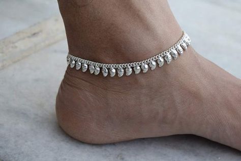 Silver Anklet Anklet Foot chain Indian Anklet Ankle by avicraft Adjustable Silver Anklets For Festivals, Anklet Silver Indian, One Leg Anklet Silver, Silver Heels Wedding, Silver Bollywood Anklets For Diwali, Bollywood Silver Anklets For Festivals, Indian Anklets, Ring Combinations, Foot Jewelry Wedding