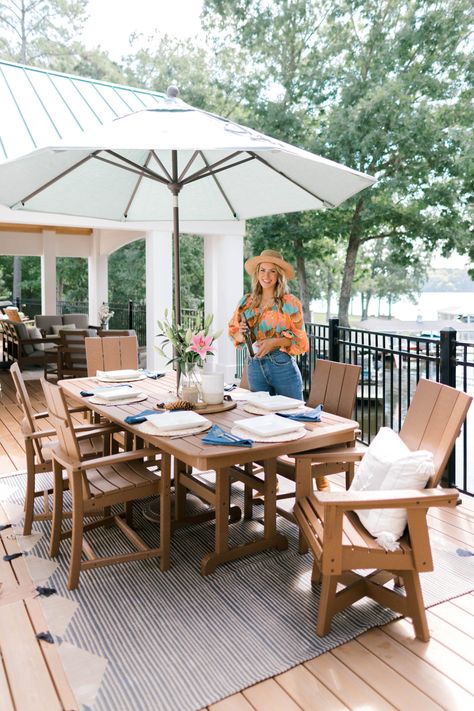 Lake House Deck Ideas, Lake House Deck, Polywood Outdoor Furniture, Eva Shockey, Outdoor Patio Table, House Deck, Outside Patio, Outside Living, Patio Dining Table