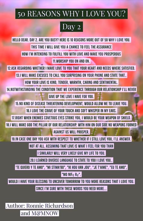 Day 2, to tell that very one: More reasons why you do love her Reasons Why I Love You, Why I Love You, 10 Reasons, Do Love, To Tell, Love Her, I Love You, Love You, I Love