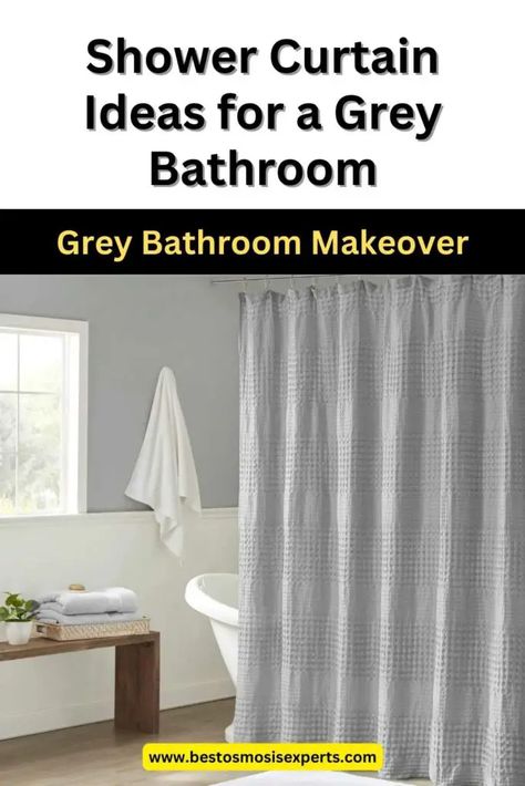 Shower Curtain Ideas for a Grey Bathroom 7 Grey Bathroom Shower Curtain, Curtains For Grey Walls, Shower Curtain Ideas, Light Grey Bathrooms, Stylish Shower Curtain, Gray And White Bathroom, Luxury Bath Mats, Gray Shower Curtains, Gray Walls