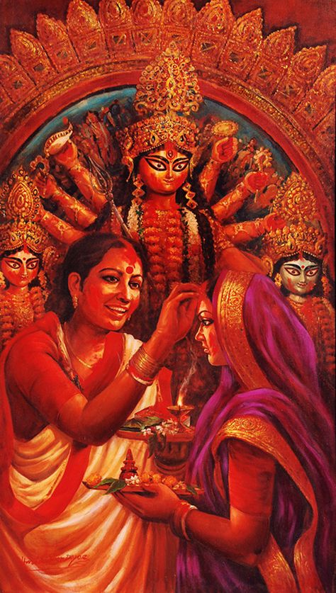 Durga Pooja Painting, Goddess Kali Painting, Sidur Khela, Durga Art, Durga Puja Wallpaper, Durga Maa Paintings, Durga Puja Kolkata, Hindu Cosmos, Maa Durga Photo