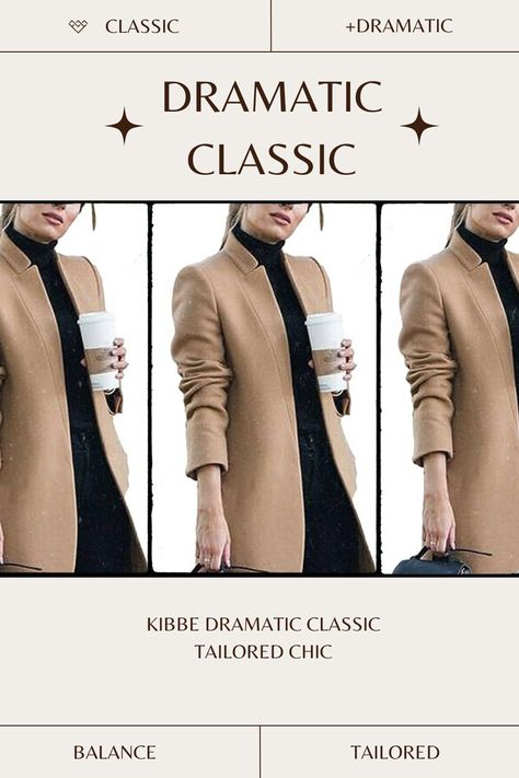 Omoone Women's Basic Stand Collar Slim Fit Jacket Pea Coat Notched Lapel Trench Coat perfect for a kibbe dramatic classic outfit! tailored chic. balanced. symmetrical. elegant. refined. sharp edges. straight lines. sleek. angular. geometric. trim and taut. Dramatic Classic Coat, Fashion Dramatic, Dramatic Classic Body Type, Dramatic Classic Outfits, Classic Body Type, Dramatic Classic Style, Tailored Chic, Kibbe Dramatic Classic, Spring Athleisure