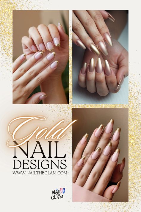 Article about 20 gold nail designs, showcasing glamorous and luxurious styles perfect for making a statement.

Gold nail designs, Glamorous nails, Luxurious nail art, Metallic gold nails Gold Nails Design Ideas, Gold And Natural Nails, Gold Chrome Design Nails, Natural And Gold Nails, Gold Ombre Acrylic Nails, Gold Beach Nails, Champagne Ombre Nails, Gold And Beige Nails, Nude Gold Nail Designs