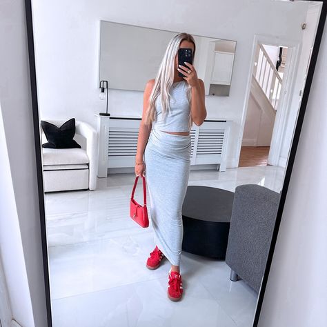 summer outfit inspo from my @missyempire haul save for later girls🫶🏻 •••• outfit of the day, daily outfit, posts, petite fashion blogger, summer outfit ideas what to wear today daily style blog, denim shorts, graphic top trend, red Adidas gazelles, Primark red handbag, red outfit, grey outfit, shorts outfit, summer co ord sets Summer Co Ord Sets, Adidas Gazelles, Outfit Grey, Summer Co Ords, Outfit Shorts, What To Wear Today, Summer Outfit Ideas, Shorts Outfit, Red Handbag