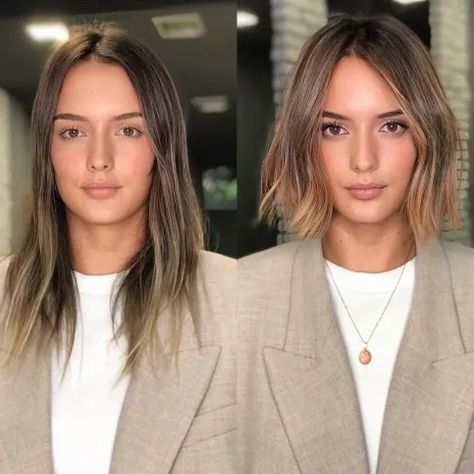 Neck Length Hair, Before And After Haircut, Straight Bob Hairstyles, Short Blonde Bobs, Fine Straight Hair, Medium Bob, Bob Haircut For Fine Hair, Bob Hairstyles For Fine Hair, Chic Hairstyles