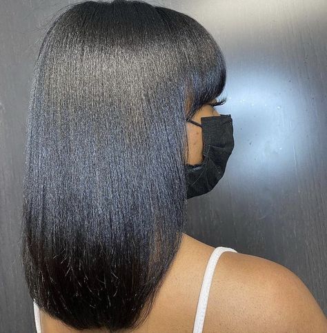 Silk Press Bob, Silk Press Hair, Pressed Natural Hair, Silk Press Natural Hair, Hd Lace Wigs, Straight Black Hair, Protective Hairstyles For Natural Hair, Feed In Braids Hairstyles, Hair Therapy