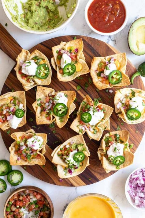 Taco Cups | Food with Feeling Taco Cup Appetizer, Tacos In A Cup, Vegan Taco Cups, Taco Cups Corn Tortillas, Crunchy Taco Cups, Tortilla Cups, Vegan Nachos Cheese, Taco Cups, Veggie Tacos