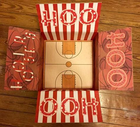 Basketball Theme Gifts, Ldr Ideas, Senior Basket, Kids Care Package, Basketball Crafts, Iu Basketball, Deployment Packages, Boyfriend Care Package, Diy Basketball