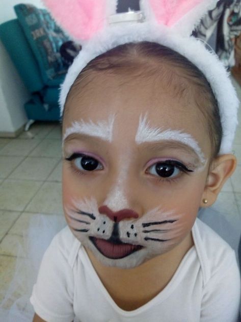 Bunny Makeup Halloween Kids, Kids Bunny Makeup, Bunny Makeup Kids, Face Painting Bunny, Rabbit Face Paint, Bunny Costume Kids, Bunny Face Paint, Deer Halloween Costumes, Bunny Makeup