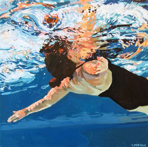 Samantha French  - Twilight, 30" x 30", Oil on canvas, 2012 Underwater Paintings, Draw Tutorial, Underwater Painting, Underwater Art, Contemporary Art Painting, Edgy Makeup, Drawing Stuff, Water Art, A Level Art