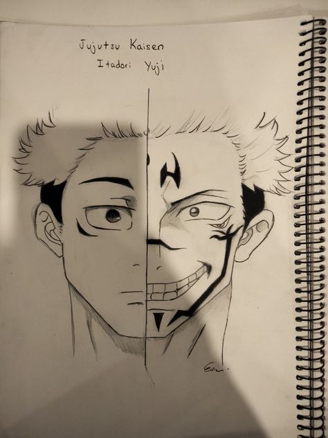 Sketch of Itadori from Jujutsu Kaisen. Jujitsu Kaisen Sketch, Itadori Drawing, How To Draw Itadori, Jujutsu Kaisen Simple Drawing, Jujutsu Kaisen Sketch, Anime Drawing Sketches Jujutsu Kaisen, Jujutsu Kaisen Drawing Sketch, Yuji Itadori Drawing, Jujutsu Kaisen Drawing