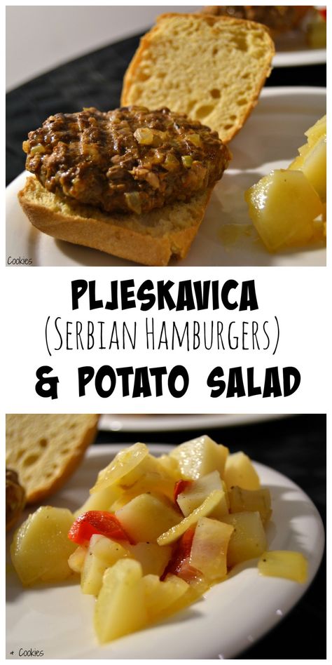 S is for Serbia: Pljeskavica (Hamburgers) with Vegan Potato Salad (Gluten Free) | Quinoa and Cookies Serbian Potato Salad, Cevapcici Recipe, Cooking Around The World, Croation Recipes, Vegan Potato Salad, Salad Gluten Free, Serbian Food, Albanian Recipes, European Dishes