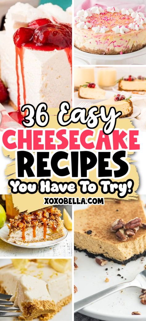 Simple recipes for cheesecake you must try Fruity Cheesecake Recipes, Gourmet Cheesecake Recipes, Easy Cheesecakes, No Bake Cheesecake Recipes, Amazing Cheesecake, Heavenly Dessert Recipe, Eggnog Cheesecake Recipe, Simple Cheesecake, Mini Cheesecakes Easy