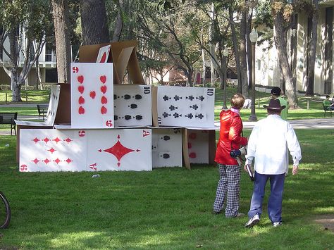 Giant house of cards Usc Campus, Large Playing Cards, Giant House, California School, Post Prom, Giant Card, Ace Card, Group Project, Ace Of Diamonds