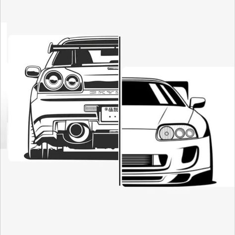 Fast And Furious Painting Ideas, Fast And Furious Drawings, Fast And Furious Painting, Fast And Furious Tattoo Ideas, Fast And Furious Tattoo, Disney Cars Wallpaper, Skyline Tattoo, Skyline Drawing, Cool Tattoo Drawings