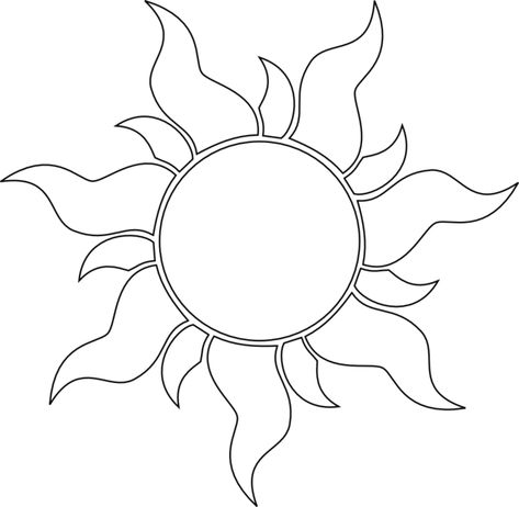 Sun Outline, Rapunzel Sun, Sun Template, Tangled Sun, Tangled Lanterns, Sun Coloring Pages, Rapunzel Birthday Party, Sun Drawing, Tangled Birthday