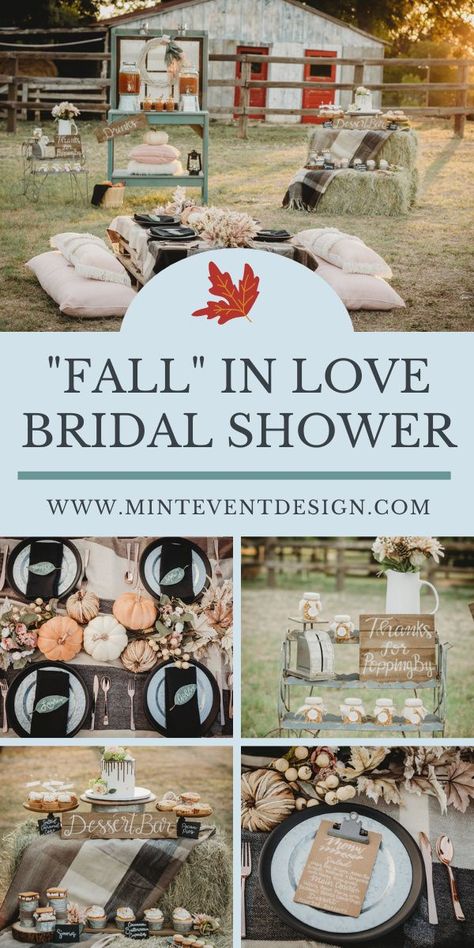 Fall Bridal Shower Thank You Gifts, Fall Rustic Bridal Shower Ideas, Couples Wedding Shower Themes Fall, How To Set Up A Bridal Shower Table, Couples Shower Dessert Ideas, Fall Bridal Shower Gifts For Guests, Bridal Shower Theme Ideas Fall, Fall Bridal Luncheon Ideas, Fall Bridal Shower Brunch Menu Ideas