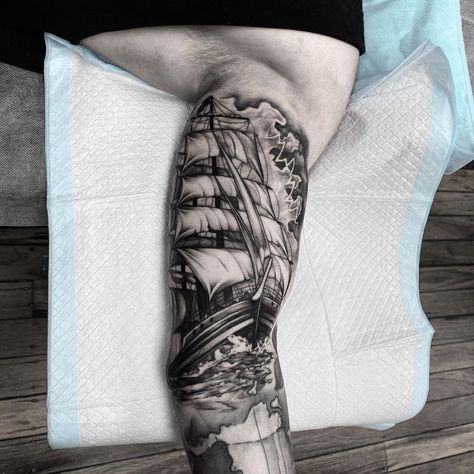 Japanese Ship Tattoo, Tokyo Tattoo, Sailing Tattoo, Japanese Mask Tattoo, Rocket Art, Tough Style, Tattoo On Arm, Black And Grey Tattoo, Palm Tattoos