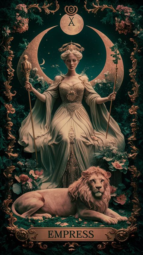 The High Priestess Tarot Card Meaning for Empaths High Priestess Tarot Wallpaper, The Empress Tarot Wallpaper, Tarot Art Aesthetic, The Empress Tarot Art, The High Priestess Tarot Art, Empress Art, The High Priestess Tarot Card, Strength Card, Tarot Card Artwork