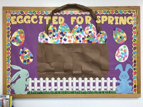 Easter Basket Bulletin Board, Easter Decorations Classroom, Easter Bulletin Board Ideas, Easter Bulletin Board, Early Preschool, Easter Bulletin Boards, Cute Bulletin Boards, Easter Crafts Preschool, Preschool Decor