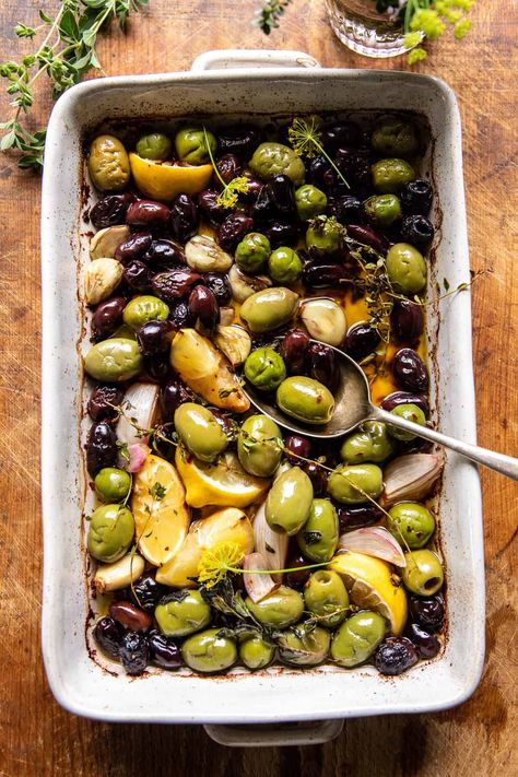 Honey Whipped Feta, Baked Olives, Olive Appetizer, Roasted Olives, Half Baked Harvest Recipes, Olive Recipes, Whipped Feta, Harvest Recipes, Half Baked Harvest