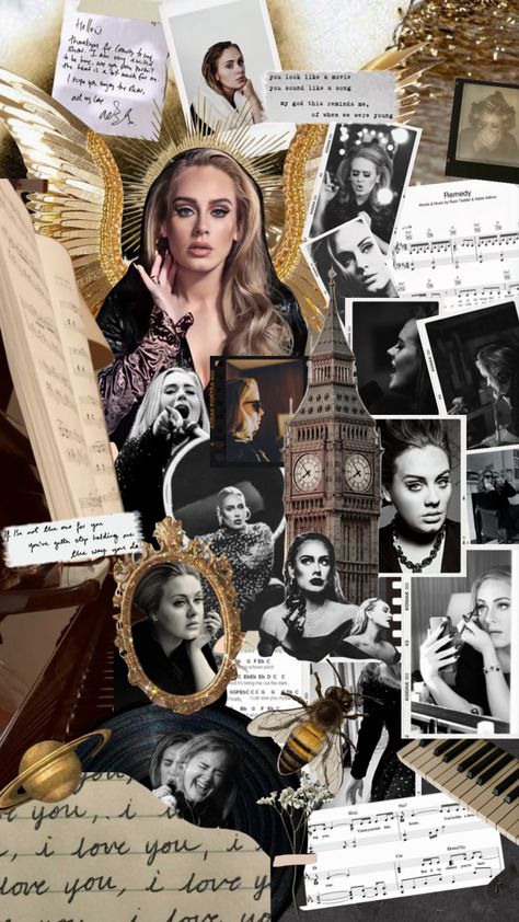 Adele Wallpaper Aesthetic Collage, Adele Wallpaper Lyrics, Adele Wallpaper Aesthetic, Adele Aesthetic, Vintage Lyrics, Singer Fanart, Adele Singer, Adele Albums, Adele Lyrics