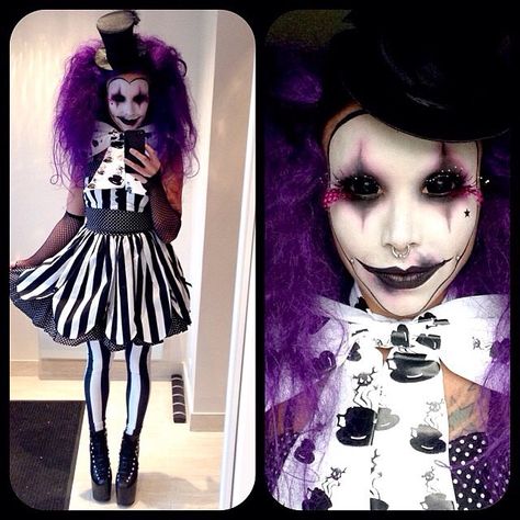 Lots of inspiration, diy & makeup tutorials and all accessories you need to create your own DIY Creepy Clown Costume for Halloween. Scary Clown Costume, Clown Costume Women, Make Up Diy, Halloween Make-up Looks, Halloweenský Makeup, Creepy Halloween Costumes, Clown Halloween Costumes, Scary Clown Makeup, Horror Make-up