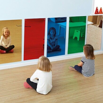 Indoor Playroom, Daycare Decor, Sensory Wall, Kids Cafe, Sensory Rooms, Interactive Walls, Sensory Room, Mirror Silver, Playground Design