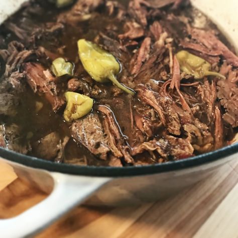 Dutch Oven Mississippi Pot Roast Pot Roast In The Oven, Roast In Dutch Oven, Dutch Oven Pot Roast, Oven Pot Roast, Roast In The Oven, Mississippi Pot, Mississippi Roast, Mississippi Pot Roast, Dutch Oven Cooking