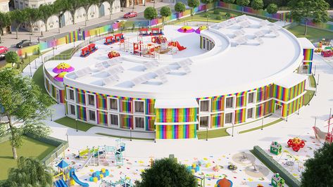 Architecture Kindergarten, Architecture Model Trees, Kindergarten Interior, Recycle Design, School Building Design, Kindergarten Design, Pavilion Design, Duplex Design, School Murals