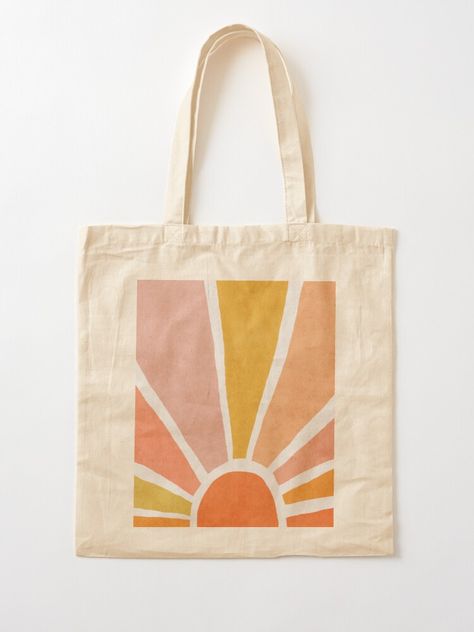 "Sun, Abstract, Mid century modern kids wall art, Nursery room" Tote Bag by juliaemelian | Redbubble Toat Bags Painted, Cute Canvas Bags, Tote Bag Pattern Paint, Things To Paint On Tote Bags, Paint Your Own Tote Bag, Simple Tote Bag Painting, Toat Bag Painting Ideas, Painted Canvas Tote Bags, Painting Tote Bags Aesthetic